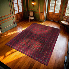 Bordo Bordürlü Modern Etnik Desenli Halı  | Makinada Yıkanabilir | Hav Toz Vermez | Leke Tutmayaz | Kaymaz Taban | Dijital Makine Baskı | Salon Yolluk Mutfak Halısı