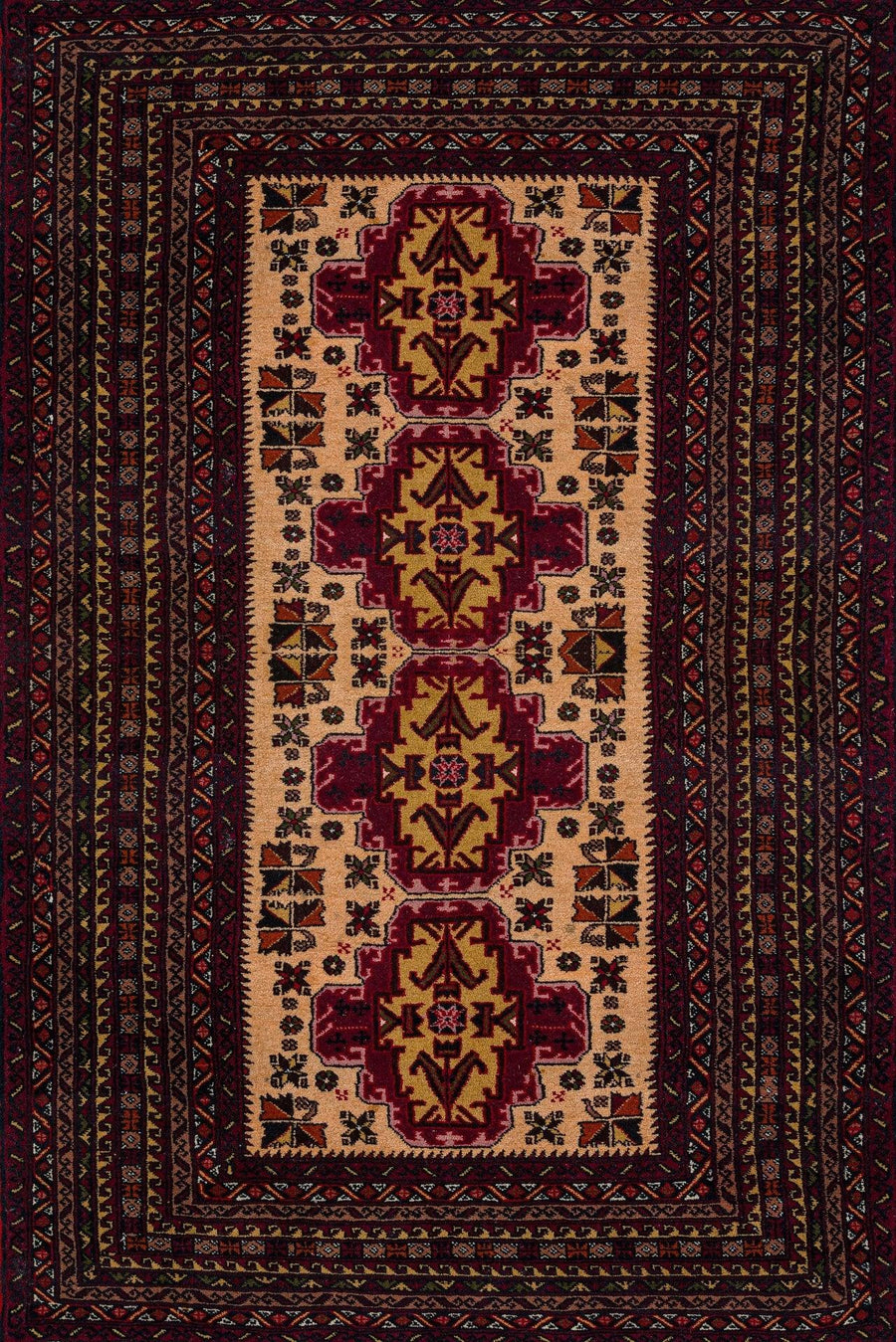 Burgundy and Beige Geometric Area Rug – alternate angle