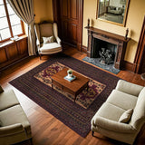 Burgundy Mink Geometric Modern Living Room Rug Polyester