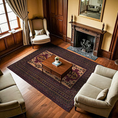 Bordo Madalyon Modern Etnik Desenli Halı  | Makinada Yıkanabilir | Hav Toz Vermez | Leke Tutmayaz | Kaymaz Taban | Dijital Makine Baskı | Salon Yolluk Mutfak Halısı