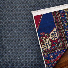 Mavi Göbekli Modern Etnik Desenli Halı  | Makinada Yıkanabilir | Hav Toz Vermez | Leke Tutmayaz | Kaymaz Taban | Dijital Makine Baskı | Salon Yolluk Mutfak Halısı