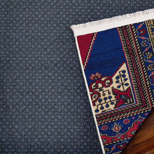 Mavi Göbekli Modern Etnik Desenli Halı  | Makinada Yıkanabilir | Hav Toz Vermez | Leke Tutmayaz | Kaymaz Taban | Dijital Makine Baskı | Salon Yolluk Mutfak Halısı