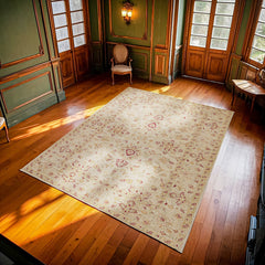 Krem Çiçekli Modern Etnik Desenli Halı  | Makinada Yıkanabilir | Hav Toz Vermez | Leke Tutmayaz | Kaymaz Taban | Dijital Makine Baskı | Salon Yolluk Mutfak Halısı