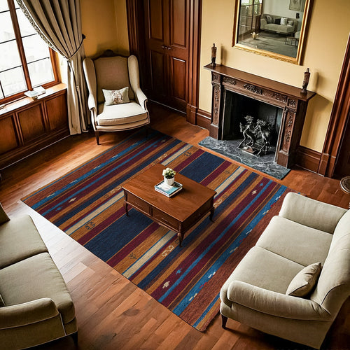 Bordo Çizgili Modern Etnik Desenli Halı  | Makinada Yıkanabilir | Hav Toz Vermez | Leke Tutmayaz | Kaymaz Taban | Dijital Makine Baskı | Salon Yolluk Mutfak Halısı