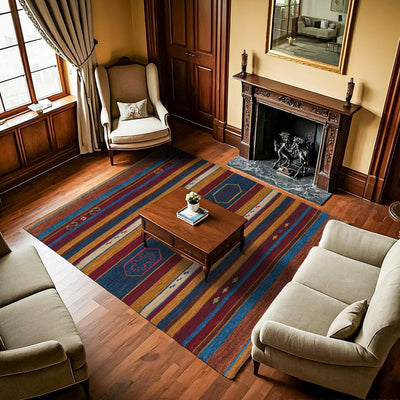 Bordo Çizgili Modern Etnik Desenli Halı  | Makinada Yıkanabilir | Hav Toz Vermez | Leke Tutmayaz | Kaymaz Taban | Dijital Makine Baskı | Salon Yolluk Mutfak Halısı