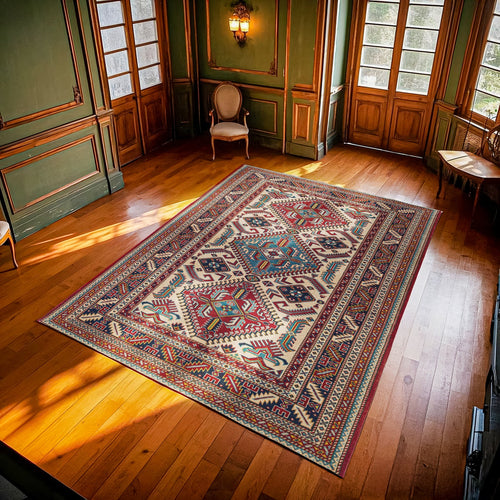 Bordo Madalyon Modern Etnik Desenli Halı  | Makinada Yıkanabilir | Hav Toz Vermez | Leke Tutmayan | Kaymaz Taban | Dijital Makine Baskı | Salon Yolluk Mutfak Halısı