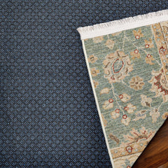 Yeşil Çiçekli Modern Etnik Desenli Halı  | Makinada Yıkanabilir | Hav Toz Vermez | Leke Tutmayan | Kaymaz Taban | Dijital Makine Baskı | Salon Yolluk Mutfak Halısı