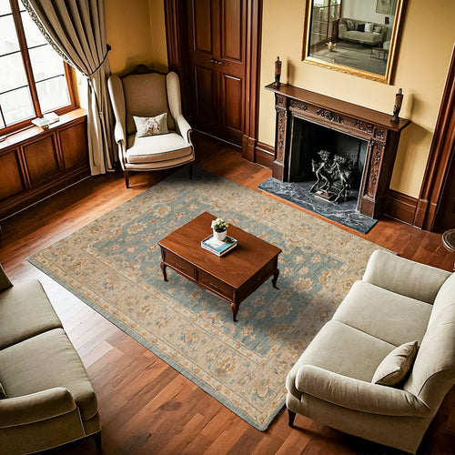 Yeşil Çiçekli Modern Etnik Desenli Halı  | Makinada Yıkanabilir | Hav Toz Vermez | Leke Tutmayan | Kaymaz Taban | Dijital Makine Baskı | Salon Yolluk Mutfak Halısı