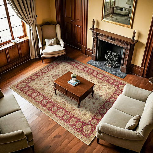 Bordo Çiçekli Modern Etnik Desenli Halı  | Makinada Yıkanabilir | Hav Toz Vermez | Leke Tutmayan | Kaymaz Taban | Dijital Makine Baskı | Salon Yolluk Mutfak Halısı