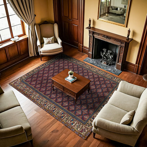 Bordo Bordürlü Modern Etnik Desenli Halı  | Makinada Yıkanabilir | Hav Toz Vermez | Leke Tutmayan | Kaymaz Taban | Dijital Makine Baskı | Salon Yolluk Mutfak Halısı