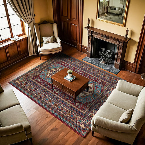 Bordo Madalyon Modern Etnik Desenli Halı  | Makinada Yıkanabilir | Hav Toz Vermez | Leke Tutmayan | Kaymaz Taban | Dijital Makine Baskı | Salon Yolluk Mutfak Halısı