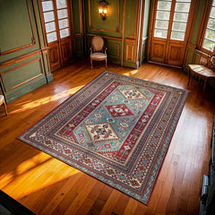 Bordo Madalyon Modern Etnik Desenli Halı  | Makinada Yıkanabilir | Hav Toz Vermez | Leke Tutmayan | Kaymaz Taban | Dijital Makine Baskı | Salon Yolluk Mutfak Halısı