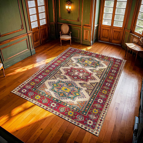 Bordo Madalyon Modern Etnik Desenli Halı  | Makinada Yıkanabilir | Hav Toz Vermez | Leke Tutmayan | Kaymaz Taban | Dijital Makine Baskı | Salon Yolluk Mutfak Halısı