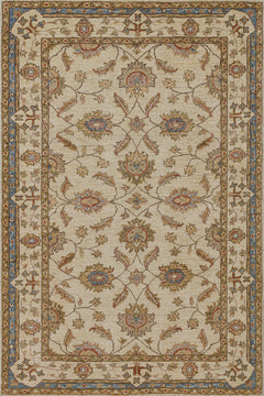 Krem Çiçekli Modern Etnik Desenli Halı  | Makinada Yıkanabilir | Hav Toz Vermez | Leke Tutmayan | Kaymaz Taban | Dijital Makine Baskı | Salon Yolluk Mutfak Halısı