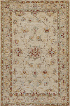 Krem Bordürlü Modern Etnik Desenli Halı  | Makinada Yıkanabilir | Hav Toz Vermez | Leke Tutmayan | Kaymaz Taban | Dijital Makine Baskı | Salon Yolluk Mutfak Halısı