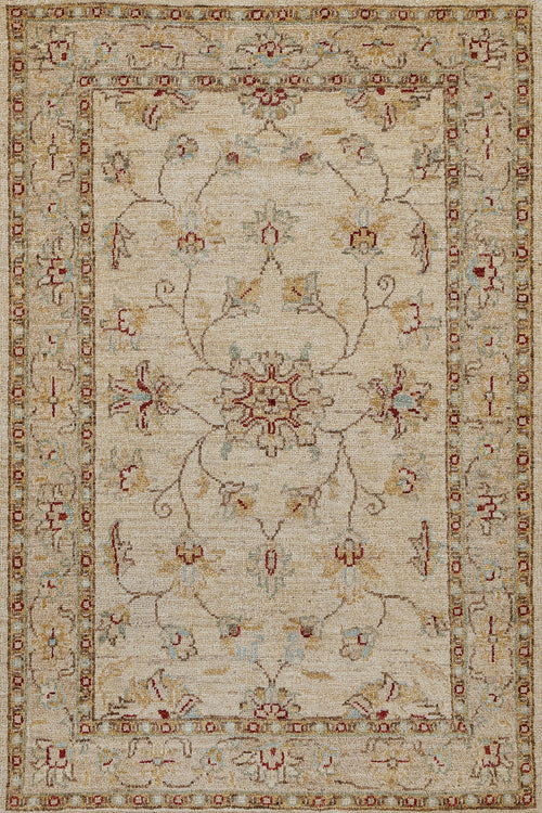 Krem Bordürlü Modern Etnik Desenli Halı  | Makinada Yıkanabilir | Hav Toz Vermez | Leke Tutmayan | Kaymaz Taban | Dijital Makine Baskı | Salon Yolluk Mutfak Halısı