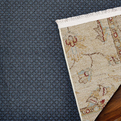 Krem Bordürlü Modern Etnik Desenli Halı  | Makinada Yıkanabilir | Hav Toz Vermez | Leke Tutmayan | Kaymaz Taban | Dijital Makine Baskı | Salon Yolluk Mutfak Halısı