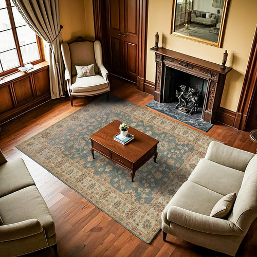 Yeşil Bordürlü Modern Etnik Desenli Halı  | Makinada Yıkanabilir | Hav Toz Vermez | Leke Tutmayan | Kaymaz Taban | Dijital Makine Baskı | Salon Yolluk Mutfak Halısı