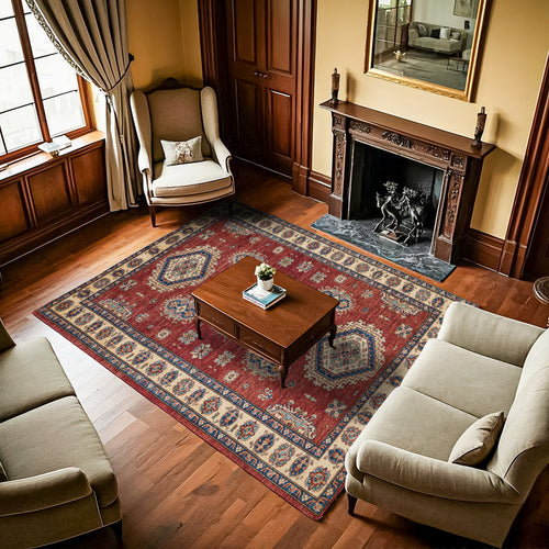 Bordo Madalyon Modern Etnik Desenli Halı  | Makinada Yıkanabilir | Hav Toz Vermez | Leke Tutmayan | Kaymaz Taban | Dijital Makine Baskı | Salon Yolluk Mutfak Halısı