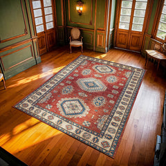 Bordo Madalyon Modern Etnik Desenli Halı  | Makinada Yıkanabilir | Hav Toz Vermez | Leke Tutmayan | Kaymaz Taban | Dijital Makine Baskı | Salon Yolluk Mutfak Halısı