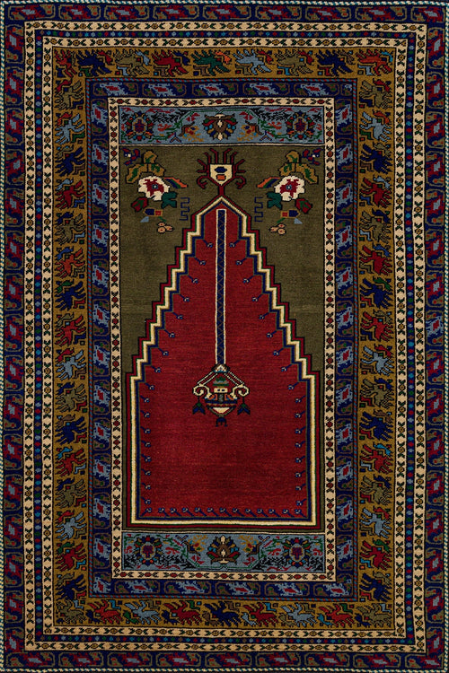 Mavi Bordürlü Modern Etnik Desenli Halı  | Makinada Yıkanabilir | Hav Toz Vermez | Leke Tutmayan | Kaymaz Taban | Dijital Makine Baskı | Salon Yolluk Mutfak Halısı