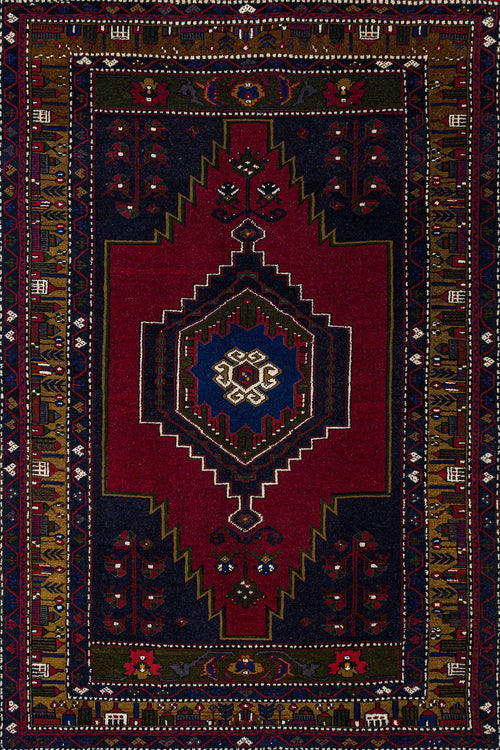 Bordo Göbekli Modern Etnik Desenli Halı  | Makinada Yıkanabilir | Hav Toz Vermez | Leke Tutmayan | Kaymaz Taban | Dijital Makine Baskı | Salon Yolluk Mutfak Halısı