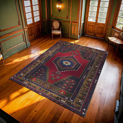 Bordo Göbekli Modern Etnik Desenli Halı  | Makinada Yıkanabilir | Hav Toz Vermez | Leke Tutmayan | Kaymaz Taban | Dijital Makine Baskı | Salon Yolluk Mutfak Halısı