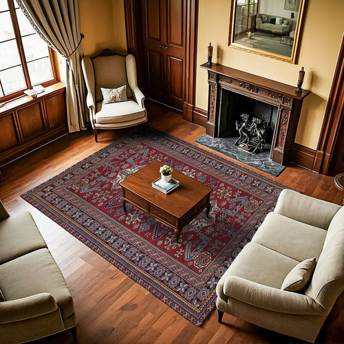 Bordo Madalyon Modern Etnik Desenli Halı  | Makinada Yıkanabilir | Hav Toz Vermez | Leke Tutmayan | Kaymaz Taban | Dijital Makine Baskı | Salon Yolluk Mutfak Halısı