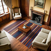 Mavi Çizgili Etnik Bohem Halı