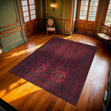 Red Black Classic Living Room Rug 046 - Polyester