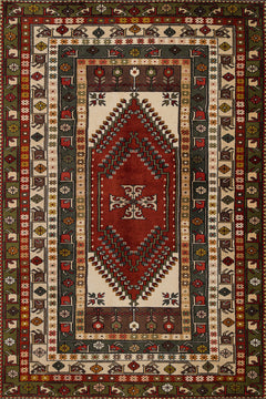 Yeşil Bordürlü Modern Etnik Desenli Halı  | Makinada Yıkanabilir | Hav Toz Vermez | Leke Tutmayan | Kaymaz Taban | Dijital Makine Baskı | Salon Yolluk Mutfak Halısı