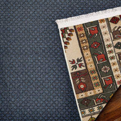 Yeşil Bordürlü Modern Etnik Desenli Halı  | Makinada Yıkanabilir | Hav Toz Vermez | Leke Tutmayan | Kaymaz Taban | Dijital Makine Baskı | Salon Yolluk Mutfak Halısı