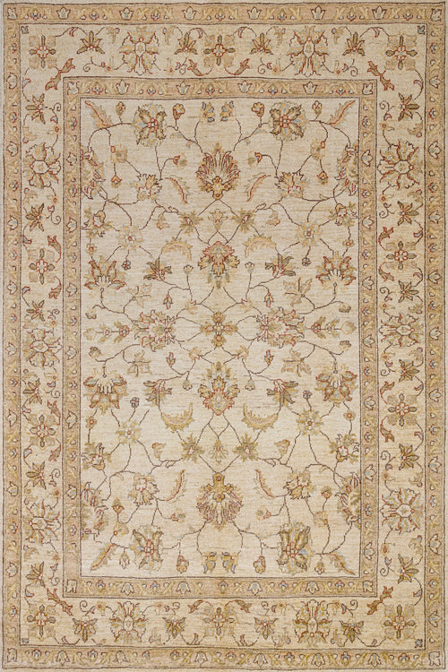 Krem Bordürlü Modern Etnik Desenli Halı  | Makinada Yıkanabilir | Hav Toz Vermez | Leke Tutmayan | Kaymaz Taban | Dijital Makine Baskı | Salon Yolluk Mutfak Halısı