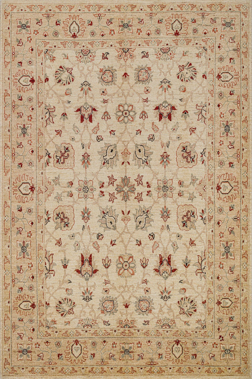 Krem Çiçekli Modern Etnik Desenli Halı  | Makinada Yıkanabilir | Hav Toz Vermez | Leke Tutmayan | Kaymaz Taban | Dijital Makine Baskı | Salon Yolluk Mutfak Halısı