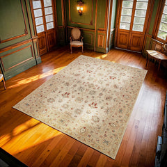 Krem Çiçekli Modern Etnik Desenli Halı  | Makinada Yıkanabilir | Hav Toz Vermez | Leke Tutmayan | Kaymaz Taban | Dijital Makine Baskı | Salon Yolluk Mutfak Halısı