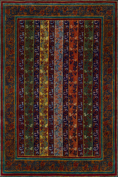 Bordo Bordürlü Modern Etnik Desenli Halı  | Makinada Yıkanabilir | Hav Toz Vermez | Leke Tutmayan | Kaymaz Taban | Dijital Makine Baskı | Salon Yolluk Mutfak Halısı