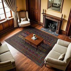 Bordo Bordürlü Modern Etnik Desenli Halı  | Makinada Yıkanabilir | Hav Toz Vermez | Leke Tutmayan | Kaymaz Taban | Dijital Makine Baskı | Salon Yolluk Mutfak Halısı