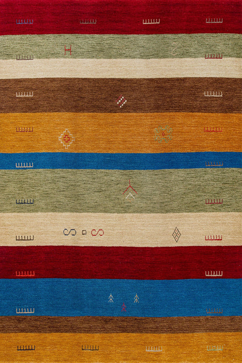 Sarı Çizgili Modern Etnik Desenli Halı  | Makinada Yıkanabilir | Hav Toz Vermez | Leke Tutmayan | Kaymaz Taban | Dijital Makine Baskı | Salon Yolluk Mutfak Halısı