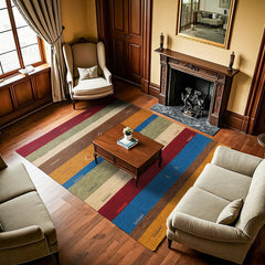 Sarı Çizgili Modern Etnik Desenli Halı  | Makinada Yıkanabilir | Hav Toz Vermez | Leke Tutmayan | Kaymaz Taban | Dijital Makine Baskı | Salon Yolluk Mutfak Halısı