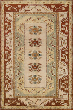 Krem Bordürlü Modern Etnik Desenli Halı  | Makinada Yıkanabilir | Hav Toz Vermez | Leke Tutmayan | Kaymaz Taban | Dijital Makine Baskı | Salon Yolluk Mutfak Halısı