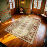 Beige Brown Classic Living Room Rug Medallion - Polyester