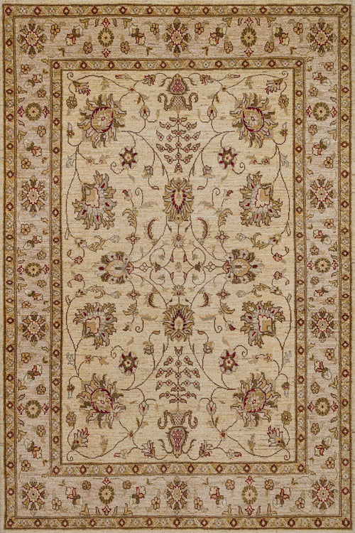 Krem Bordürlü Modern Etnik Desenli Halı  | Makinada Yıkanabilir | Hav Toz Vermez | Leke Tutmayan | Kaymaz Taban | Dijital Makine Baskı | Salon Yolluk Mutfak Halısı