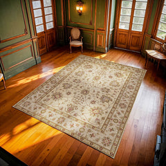 Krem Bordürlü Modern Etnik Desenli Halı  | Makinada Yıkanabilir | Hav Toz Vermez | Leke Tutmayan | Kaymaz Taban | Dijital Makine Baskı | Salon Yolluk Mutfak Halısı