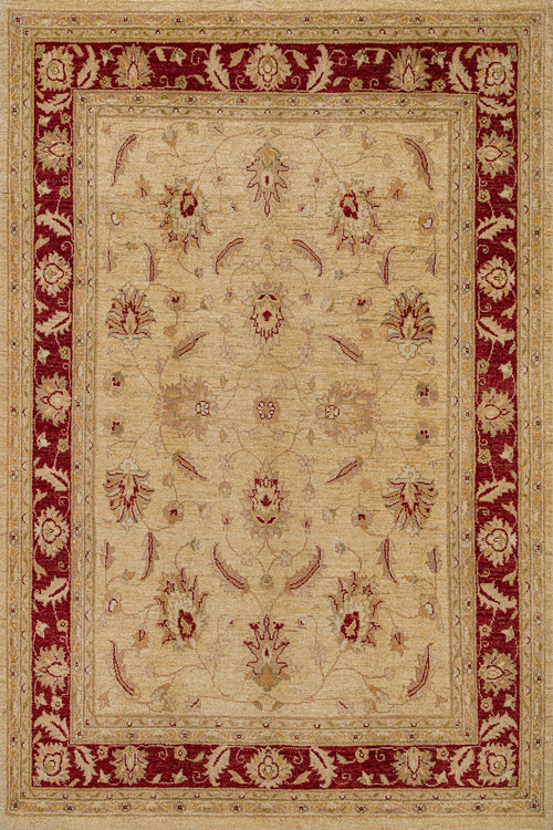 Krem Bordürlü Modern Etnik Desenli Halı  | Makinada Yıkanabilir | Hav Toz Vermez | Leke Tutmayan | Kaymaz Taban | Dijital Makine Baskı | Salon Yolluk Mutfak Halısı