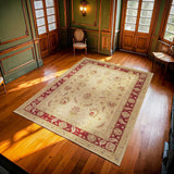 Beige Red Classic Bedroom Rug - Polyester