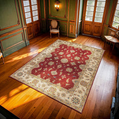 Bordo Bordürlü Modern Etnik Desenli Halı  | Makinada Yıkanabilir | Hav Toz Vermez | Leke Tutmayan | Kaymaz Taban | Dijital Makine Baskı | Salon Yolluk Mutfak Halısı