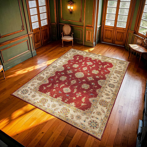 Bordo Bordürlü Modern Etnik Desenli Halı  | Makinada Yıkanabilir | Hav Toz Vermez | Leke Tutmayan | Kaymaz Taban | Dijital Makine Baskı | Salon Yolluk Mutfak Halısı