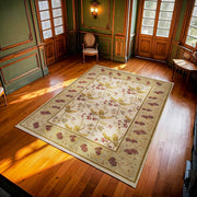 Krem Bordürlü Modern Etnik Desenli Halı  | Makinada Yıkanabilir | Hav Toz Vermez | Leke Tutmayan | Kaymaz Taban | Dijital Makine Baskı | Salon Yolluk Mutfak Halısı