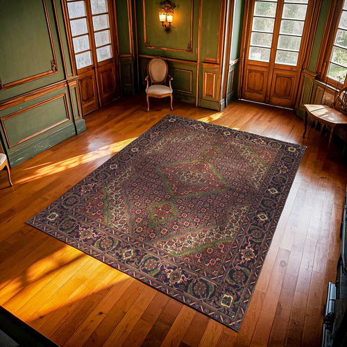 Bordo Madalyon Modern Etnik Desenli Halı  | Makinada Yıkanabilir | Hav Toz Vermez | Leke Tutmayan | Kaymaz Taban | Dijital Makine Baskı | Salon Yolluk Mutfak Halısı