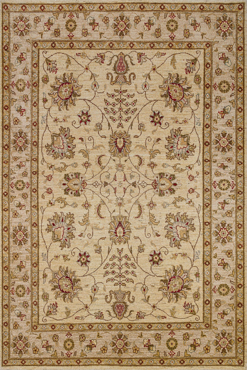 Krem Bordürlü Modern Etnik Desenli Halı  | Makinada Yıkanabilir | Hav Toz Vermez | Leke Tutmayan | Kaymaz Taban | Dijital Makine Baskı | Salon Yolluk Mutfak Halısı